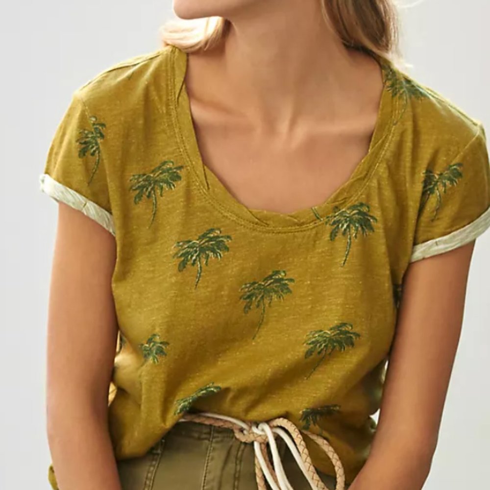 Pilcro Sustainable Scoop Neck Palm Tree Tee (Anthropologie)
